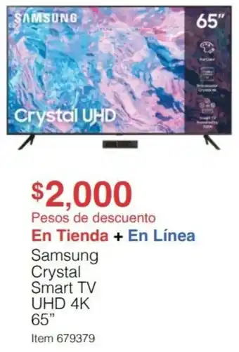 Costco Samsung Crystal Smart TV UHD 4K 65" oferta