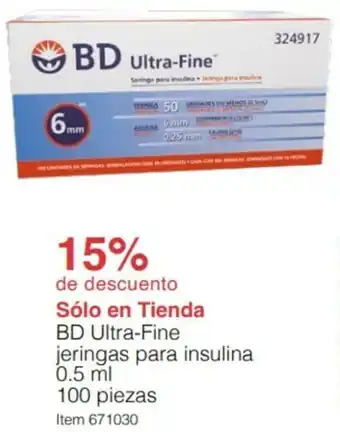jeringas para insulina 0.5 ml BD Ultra-Fine 100 piezas