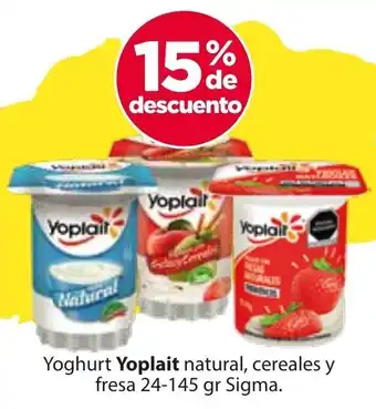Yoghurt Yoplait natural, cereales y fresa 24-145 gr Sigma.