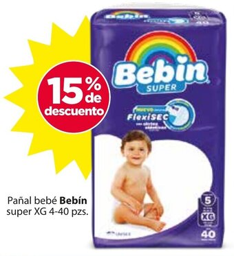 Pañal bebé Bebín super XG 4-40 pzs.