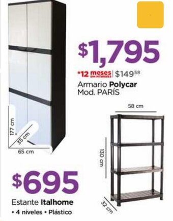 Chedraui Armario Polycar Mod. PARÍS oferta
