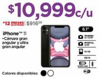 Chedraui iPhone™ 11 •Cámara gran angular y ultra gran angular oferta