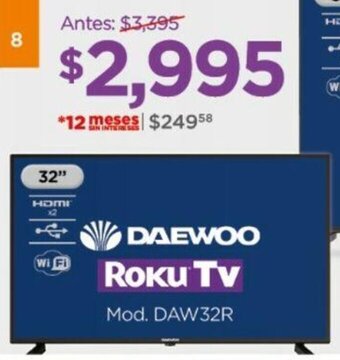 Chedraui DAEWOO Roku Tv Mod. DAW32R oferta
