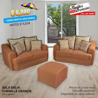 Muebles Troncoso SALA DALIA CHENILLE ORANGE oferta