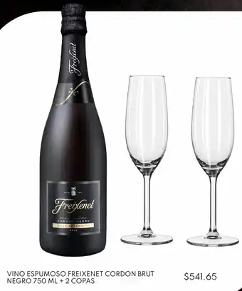 La Europea VINO ESPUMOSO FREIXENET CORDON BRUT NEGRO 750 ML + 2 COPAS oferta