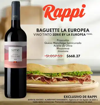 Rappi BAGUETTE LA EUROPEA VINO TINTO SERIE BY LA EUROPEA 750ML