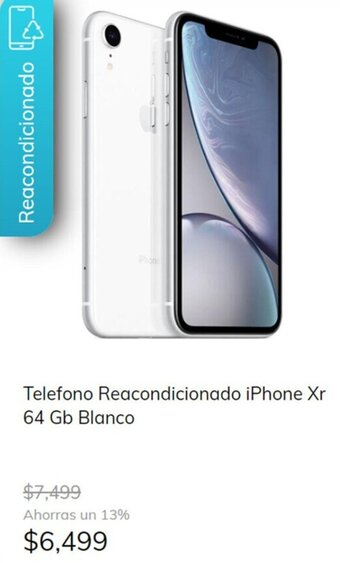 MOBO Telefono Reacondicionado iPhone Xr 64 Gb Blanco oferta