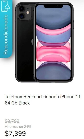 Telefono Reacondicionado iPhone 11 64 Gb Black