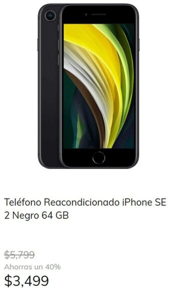 MOBO Teléfono Reacondicionado iPhone SE 2 Negro 64 GB oferta