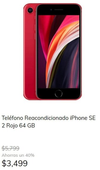 MOBO Teléfono Reacondicionado iPhone SE 2 Rojo 64 GB oferta