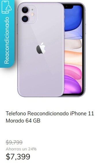 MOBO Telefono Reacondicionado iPhone 11 Morado 64 GB oferta