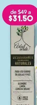 Árbol verde desodorante para axilas y pies, con alumbre, limón y concha nácar 65 ml