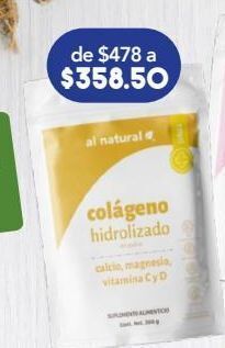 Farmacia San Pablo Al natural plus colágeno hidrolizado en polvo calcio, magnesio, vitamina c y d oferta