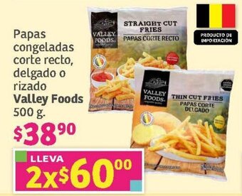 Soriana Híper Papas congeladas corte recto, delgado o rizado Valley Foods 500 g. oferta