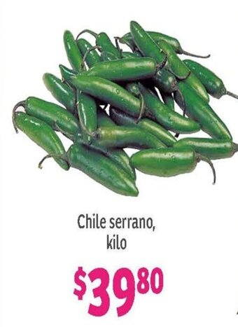 Soriana Híper Chile serrano, kilo oferta