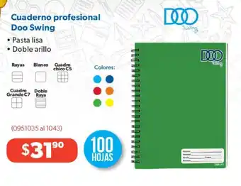 Cuaderno profesional Doo Swing • Pasta lisa • Doble arillo 100 hojas