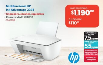 Ofix Multifuncional HP Ink Advantage 2374 oferta