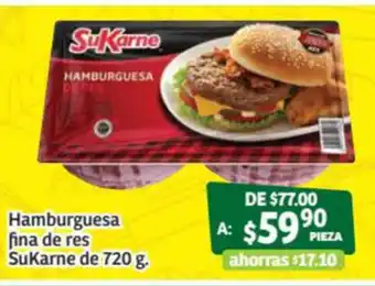 Soriana Súper Hamburguesa fina de res SuKarne de 720g oferta