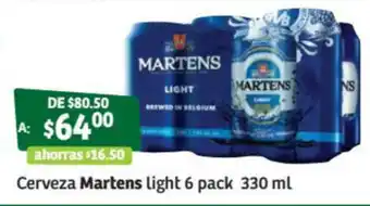 Soriana Súper Cerveza Martens light 6 pack 330ml oferta
