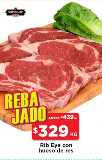HEB Rib Eye con hueso de res oferta