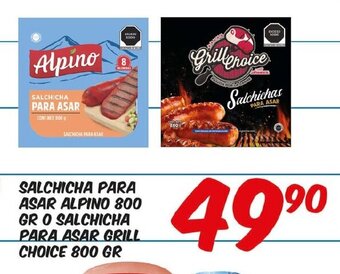 Alsuper Salchicha Para Asar Alpino 800 GR O Salchicha Para Asar Grill Choice 800GR oferta