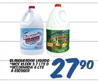 Blanqueador Liquido *Nice Kleen 3.7LTS O *Bclorhada 4LTS A Escoger