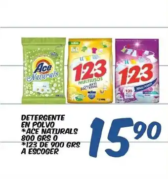 Detergente En Polvo *Ace Naturals 800GRS *123 De 900 GRS A Escoger