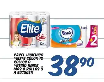Papel Higienico *Elite Color 12 Rollos * Mas Rinde Mas 8 Rollos o A Escoger