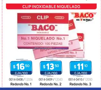 Baco - Clip Inoxidable Niquelado Redondo No.1