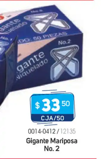 Tony Super Papelerías Baco - Clip Inoxidable Niquelado Gigante Mariposa No. 2 oferta