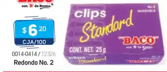 Tony Super Papelerías Baco - Clip Metalico Standar Redondo No.2 oferta