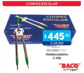 Baco - Compas Escolar Metalico / Plastico C-106