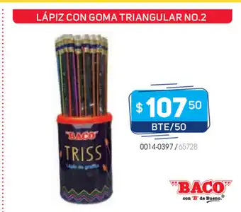 Baco - Lapiz Con Goma Triangular No.2 BTE/50