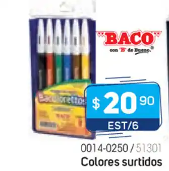 Tony Super Papelerías Baco - Marcador Para Colorear Delgado Colores Surtidos EST/6 oferta