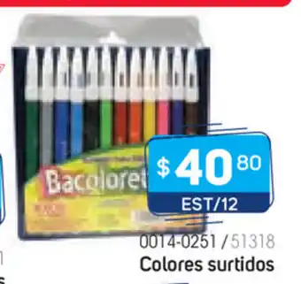 Baco - Marcador Para Colorear Delgado Colores Surtidos EST/12
