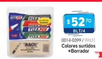 Tony Super Papelerías Baco - Marcador Para Pizarron Colores Surtidos + Borrador BLT/4 oferta