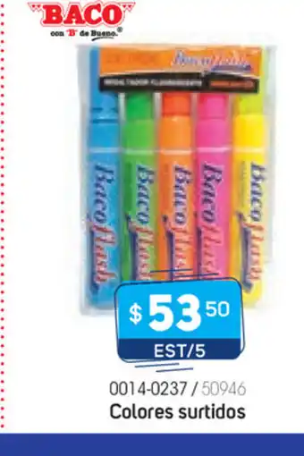 Tony Super Papelerías Baco - Marcatexto FLourescente Grueso Colores Surtidos EST/5 oferta
