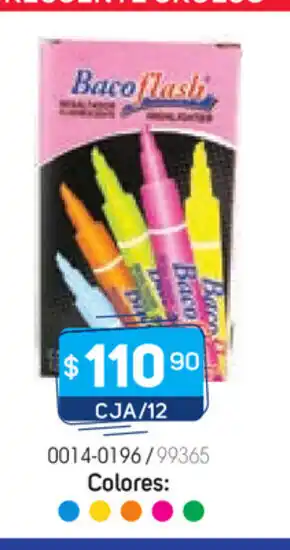 Tony Super Papelerías Baco - Marcatexto FLourescente Grueso CJA/12 oferta