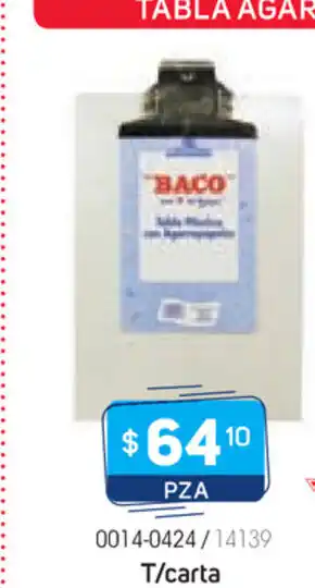 Tony Super Papelerías Baco - Tabla Agarrapapel Plastico T/Carta PZA oferta