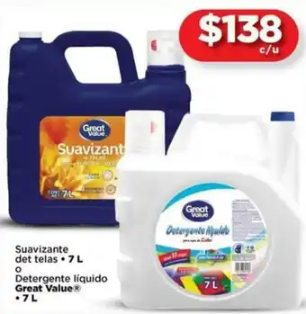 Bodega Aurrerá Great Value Suavizante det telas 7L o Detergente líquido 7L oferta