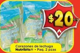 Bodega Aurrerá Nutirbits Corazones de Lechuga 2pzas oferta