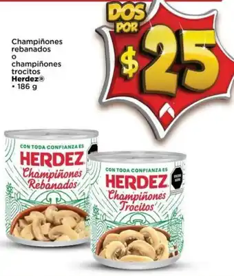 Bodega Aurrerá Herdez Champiñones Rebanados o Champiñones Trocitos 186g oferta