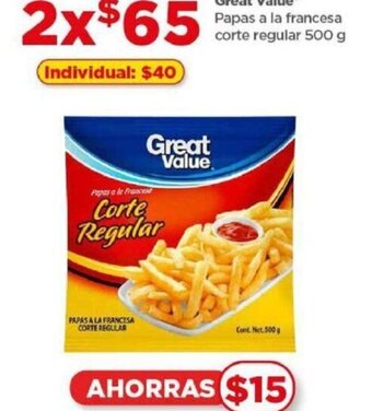 Bodega Aurrerá Great Value* Papas a la francesa corte regular 500 g oferta