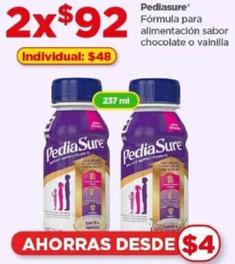 Bodega Aurrerá Pediasure Fórmula para alimentación sabor chocolate o vainilla oferta