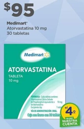 Bodega Aurrerá Medimart Atorvastatina 10 mg 30 tabletas oferta