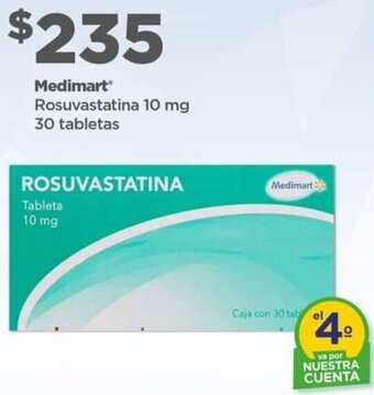 Bodega Aurrerá Medimart Rosuvastatina 10 mg 30 tabletas oferta
