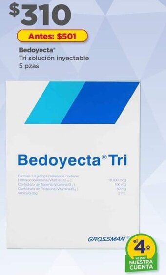 Bodega Aurrerá Bedoyecta* Tri solución inyectable 5 pzas oferta