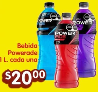 Soriana Híper Bebida Powerade 1 L. cada una oferta