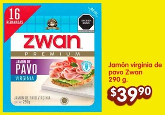 Soriana Híper Jamón virginia de pavo Zwan 290 g. oferta