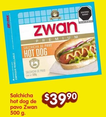 Soriana Híper Salchicha hot dog de pavo Zwan 500 g. oferta